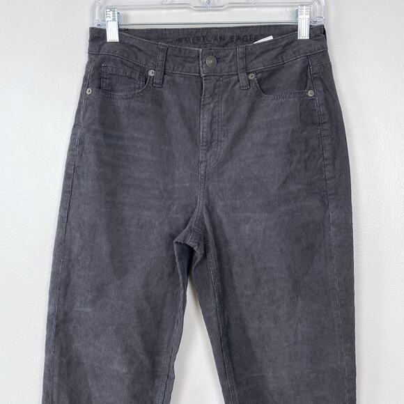 American Eagle Stretch Mom Straight Jean‎ Gray Corduroy Ankle Length Size 4 - Picture 2 of 10